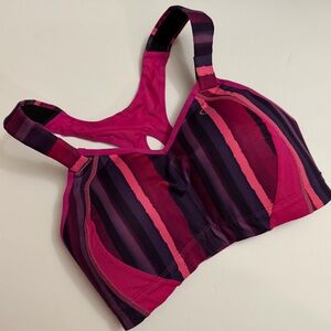 Brooks Juno High Impact Sports Bra - 34DD - Pink/Purple Stripes
